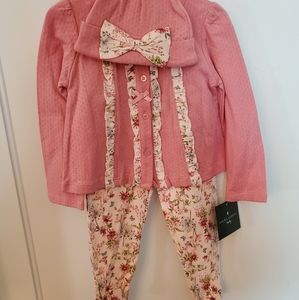 Laura Ashley pant set and hat 24 months